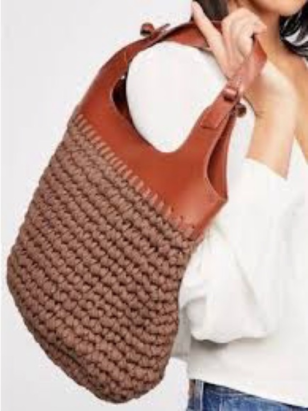 Free People Woven Bag in Olive Brown - Stylish Everyday Carry